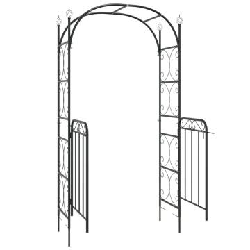 Stylish Black Garden Arch with Gate - 108x45x235 cm