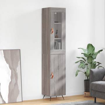 Stylish Highboard Grey Sonoma - 34.5x34x180 cm - Durable Design