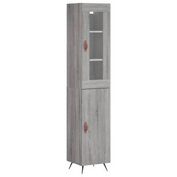 Stylish Highboard Grey Sonoma - 34.5x34x180 cm - Durable Design