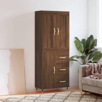 Elegant Highboard Brown Oak - 69.5x34x180 cm | Hipo Market