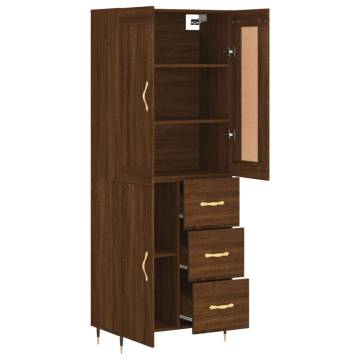 Elegant Highboard Brown Oak - 69.5x34x180 cm | Hipo Market