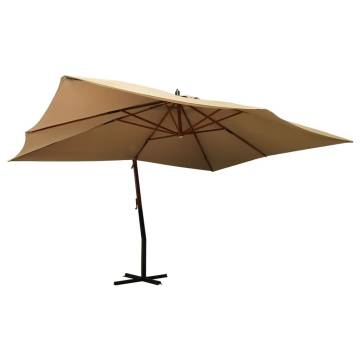 Cantilever Umbrella with Wooden Pole 400x300 cm - Taupe