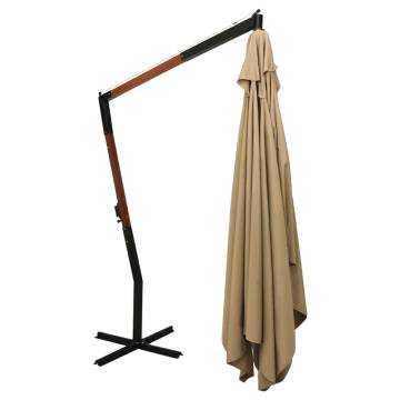 Cantilever Umbrella with Wooden Pole 400x300 cm - Taupe