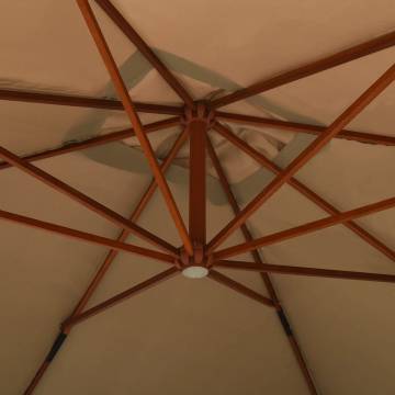 Cantilever Umbrella with Wooden Pole 400x300 cm - Taupe