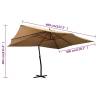 Cantilever Umbrella with Wooden Pole 400x300 cm - Taupe