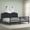 Bed Frame with Headboard Black 200x200 cm Solid Wood Colour black Size 200 x 200 cm 