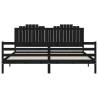 Black Bed Frame with Headboard - 200x200 cm Solid Wood