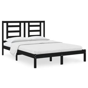 Black Solid Wood Pine Bed Frame 140x200 cm - Stylish & Durable