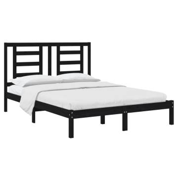 Black Solid Wood Pine Bed Frame 140x200 cm - Stylish & Durable