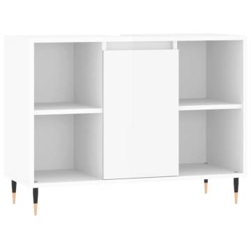 Stylish High Gloss White Bathroom Cabinet - 80x33x60 cm