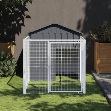 Dog House with Run Anthracite 117x201 cm | HiPo Market