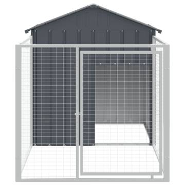 Dog House with Run Anthracite 117x201 cm | HiPo Market