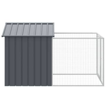 Dog House with Run Anthracite 117x201 cm | HiPo Market