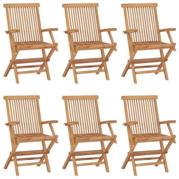 Folding Garden Chairs - 6 pcs Solid Teak Wood | HipoMarket