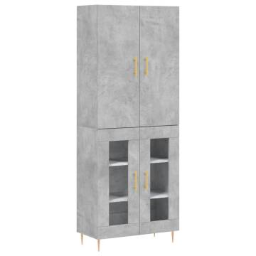 Stylish Highboard in Concrete Grey - 69.5x34x180 cm