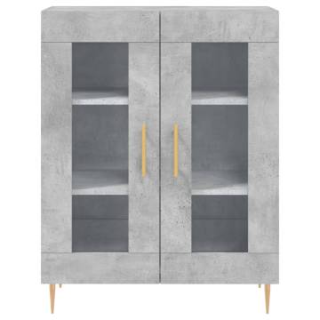 Stylish Highboard in Concrete Grey - 69.5x34x180 cm