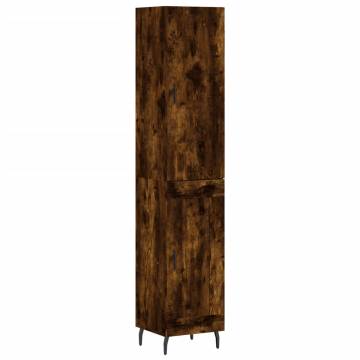 Elegant Highboard in Smoked Oak - 34.5x34x180 cm