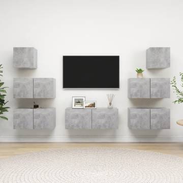 7 Piece Concrete Grey TV Cabinet Set | HipoMarket UK