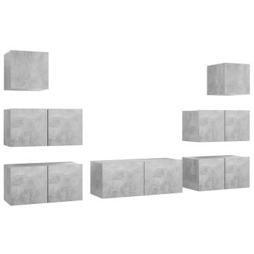 7 Piece Concrete Grey TV Cabinet Set | HipoMarket UK