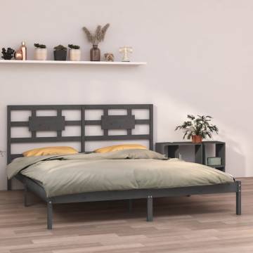 Grey Solid Wood Bed Frame 200x200 cm - Stylish & Sturdy