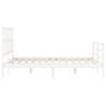 Stylish White Bed Frame with Headboard - 140x200 cm Solid Wood