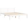 Stylish White Bed Frame with Headboard - 140x200 cm Solid Wood