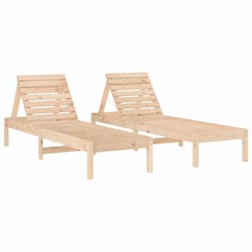 Sun Loungers 2 Pcs Solid Pine 199.5x60x74 cm | Hipomarket