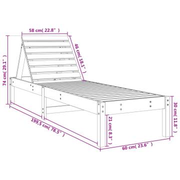 Sun Loungers 2 Pcs Solid Pine 199.5x60x74 cm | Hipomarket