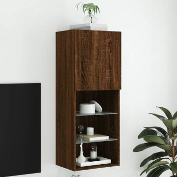 Stylish Brown Oak TV Cabinet with LED Lights | HipoMarket