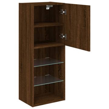 Stylish Brown Oak TV Cabinet with LED Lights | HipoMarket