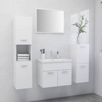 Stylish White Bathroom Furniture Set - Organized & Chic