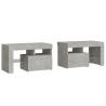 Modern Bedside Cabinets 2 pcs with LED Lights - Concrete Grey