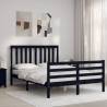 Bed Frame with Headboard Black 120x200 cm Solid Wood Colour black Size 120 x 200 cm 