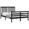 Black Bed Frame with Headboard 120x200 cm - Solid Wood