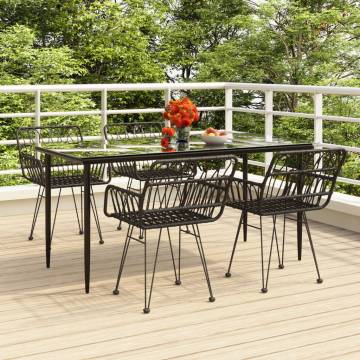 5 Piece Garden Dining Set - Black Poly Rattan | Hipo Market