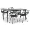 5 Piece Garden Dining Set - Black Poly Rattan | Hipo Market