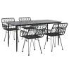 5 Piece Garden Dining Set - Black Poly Rattan | Hipo Market