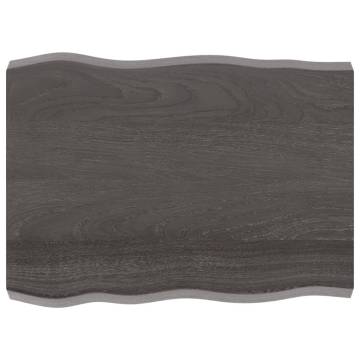 Table Top Dark Brown Solid Oak - Live Edge 80x60 cm | Hipomarket