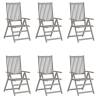 Garden Reclining Chairs 6 pcs Grey Solid Acacia Wood Quantity in Package 6 