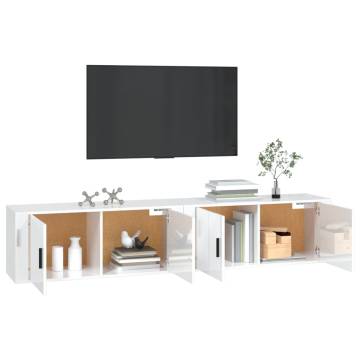 High Gloss White Wall-Mounted TV Cabinets - 2 pcs | HipoMarket