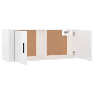 High Gloss White Wall-Mounted TV Cabinets - 2 pcs | HipoMarket