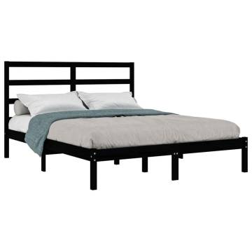 Black Solid Wood Pine Bed Frame 120x200 cm - Modern Design