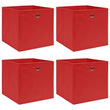 Stylish Red Fabric Storage Boxes - 4 Pcs | HipoMarket UK