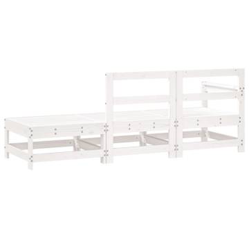 3 Piece Garden Lounge Set - White Solid Wood Pine