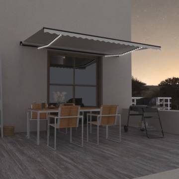 Manual Retractable Awning with LED - 500x350 cm Cream