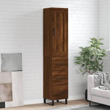 Stylish Highboard in Brown Oak - Durable Engineered Wood