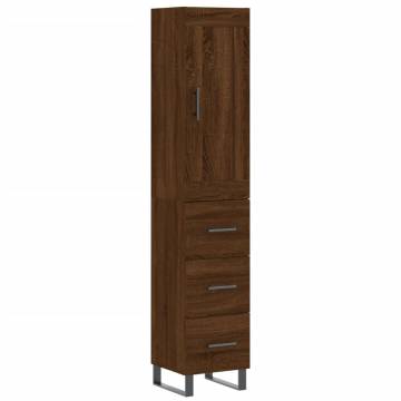 Stylish Highboard in Brown Oak - Durable Engineered Wood