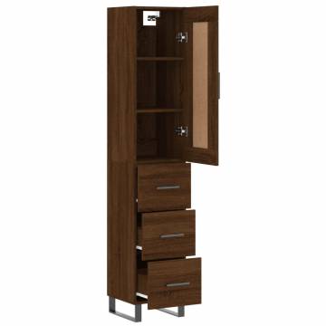 Stylish Highboard in Brown Oak - Durable Engineered Wood