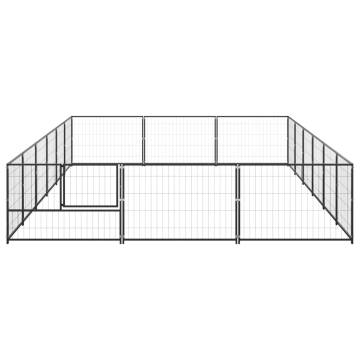 Dog Kennel Black 18 m² Steel - Durable Outdoor Play for Dogs