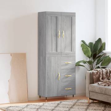 Stylish Highboard Grey Sonoma - Engineered Wood Storage